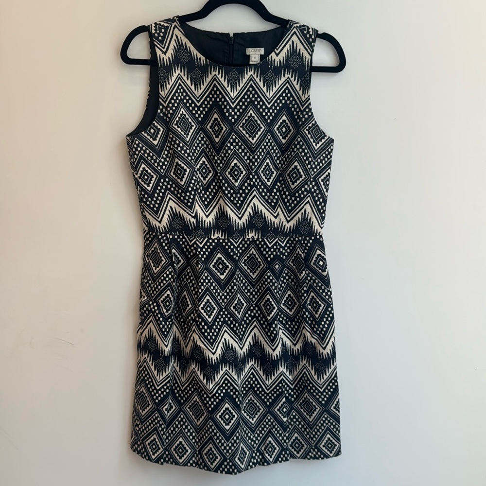 BLUE AND CREAM PATTERNED DRESS J CREW